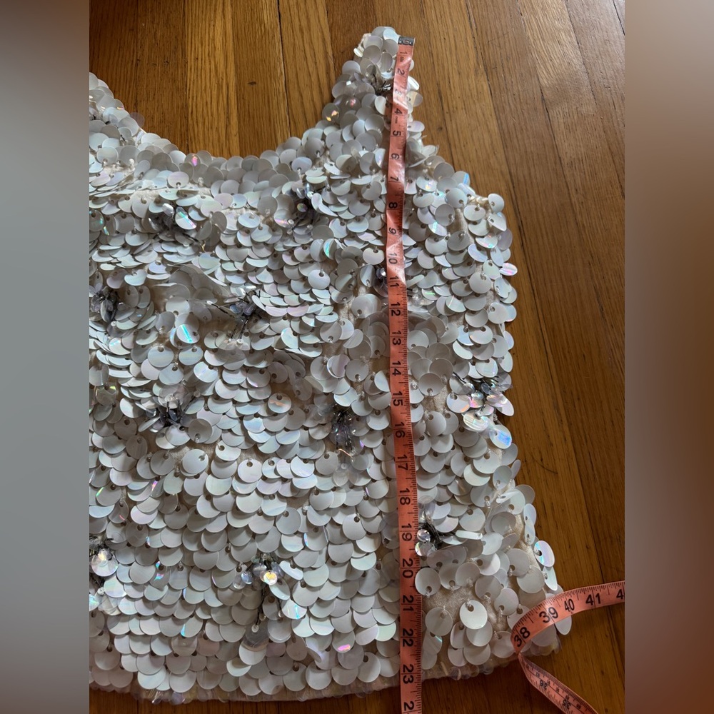 60s Vintage White Paillette Sequin Knit Blouse Sz Large - Picture 4 of 4